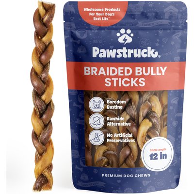 Pawstruck Pawstruck Braided Bully Sticks Dog Treats, 1-lb bag, 12-in