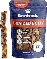 Pawstruck Braided Bully Sticks Dog Treats, 1-lb bag, 9-in