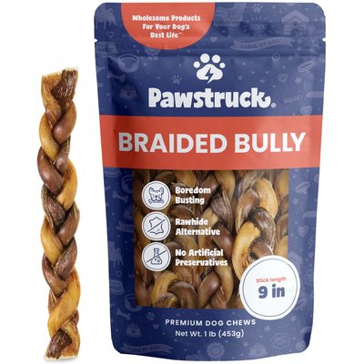Pawstruck Pawstruck Braided Bully Sticks Dog Treats, 1-lb bag, 9-in
