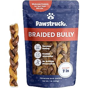Pawstruck Braided Bully Sticks Dog Treats, 1-lb bag, 7-in