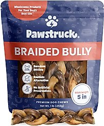 Pawstruck Braided Bully Sticks Dog Treats, 1-lb bag, 5-in