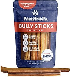 Pawstruck Straight Bully Sticks Dog Treats, 1-lb bag, 8-12 in