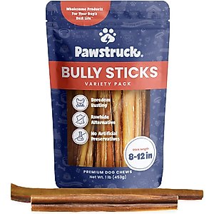 Pawstruck Straight Bully Sticks Dog Treats, 1-lb bag, 8-12 in