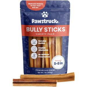 Pawstruck Straight Bully Sticks Dog Treats, 1-lb bag, 5-7 in