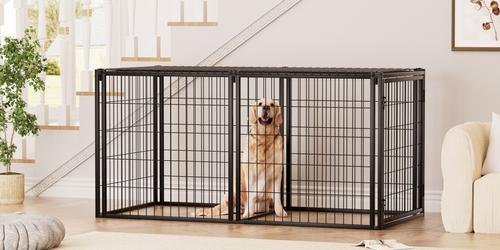 Show full view: Yafylly Metal Dog Crate, Black, 63 Inch slide 8 of 9