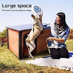 Yafylly Wooden Dog House, Black slide 2 of 6