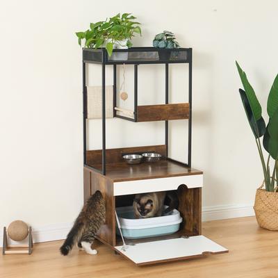 Show full view: Yafylly Cat Tree & Litter Box Enclosure slide 6 of 9