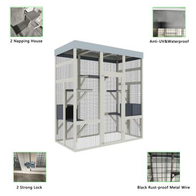 Show full view: Yafylly 62.6-in Wooden Catio Outdoor Cat Pen, Grey slide 5 of 7