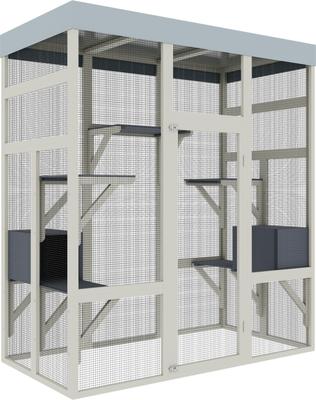 Show full view: Yafylly 62.6-in Wooden Catio Outdoor Cat Pen, Grey slide 3 of 7