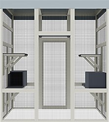 Yafylly 62.6-in Wooden Catio Outdoor Cat Pen, Grey