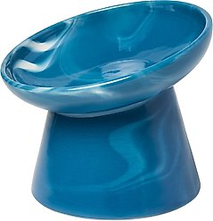 Frisco Elevated Tilted Cat Bowl, Blue Marble, Small: 2 cup