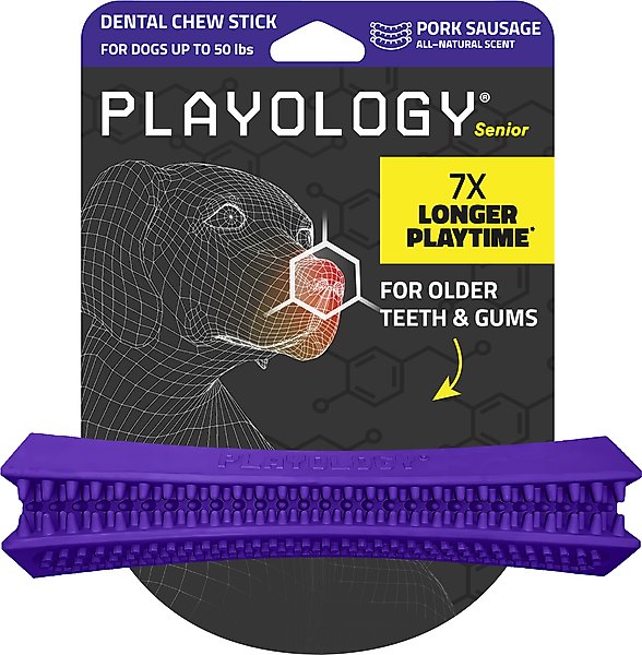 Show full view: Playology Pork Sausage Scented Dental Chew Stick Dog Toy, Medium slide 1 of 10