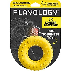 Playology Chicken Scented Dual Layer Ring Dog Toy, Jumbo