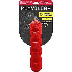 Playology Beef Scented Squeaky Bumper Dog Toy, Jumbo