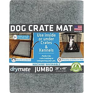 Drymate Dog Crate Mat Protective Liner Training Pee Pad, Grey, Jumbo, 29-in x 48-in