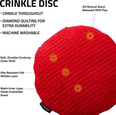 Show full view: Playology Beef Scented Crinkle Disc Plush Dog Toy, Jumbo slide 2 of 7
