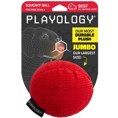 Show full view: Playology Beef Scented Squeaky Ball Plush Dog Toy, Jumbo slide 1 of 8