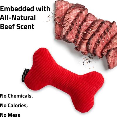 Show full view: Playology Beef Scented Squeaky Bone Plush Dog Toy, Medium slide 4 of 7