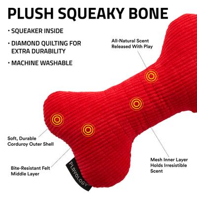 Show full view: Playology Beef Scented Squeaky Bone Plush Dog Toy, Medium slide 3 of 8