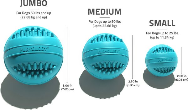 Show full view: Playology Peanut Butter Scented Dental Chew Ball Dog Toy, Medium slide 6 of 8