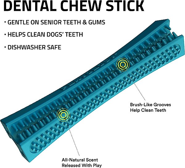 Show full view: Playology Peanut Butter Scented Dental Chew Stick Dog Toy, Medium slide 3 of 8