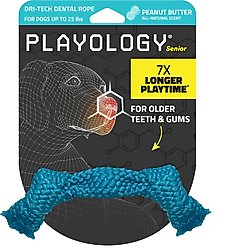 Playology Peanut Butter Scented Dri-Tech Dental Rope Dog Toy, Medium