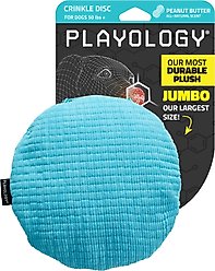 Playology Peanut Butter Scented Crinkle Disc Plush Dog Toy, Jumbo