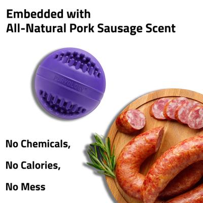 Show full view: Playology Pork Sausage Scented Dental Chew Ball Dog Toy, Small slide 4 of 6