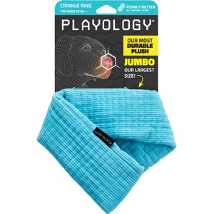 Playology Peanut Butter Scented Crinkle Ring Plush Dog Toy, Jumbo