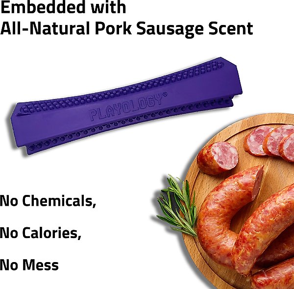 Show full view: Playology Pork Sausage Scented Dental Chew Stick Dog Toy, Medium slide 5 of 10