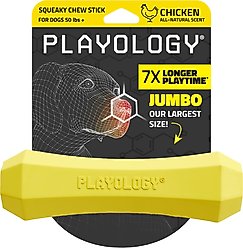 Playology Chicken Scented Squeaky Chew Stick Dog Toy, Jumbo