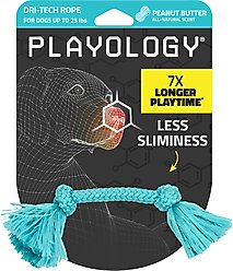Playology Dri-Tech Rope Dog Toy, Small, Peanut Butter