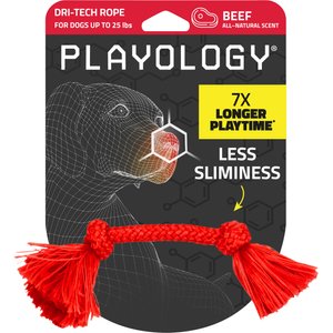 Playology Dri-Tech Rope Dog Toy, Small, Beef