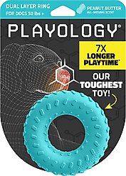 Playology Peanut Butter Scented Dual Layer Ring Dog Toy, Jumbo