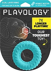 Playology Peanut Butter Scented Dual Layer Ring Dog Toy, Medium