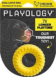 Playology Chicken Scented Dual Layer Ring Dog Toy, Medium
