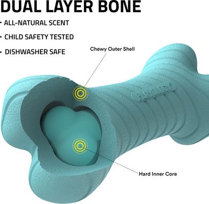 Show full view: Playology Peanut Butter Scented Dual Layer Bone Dog Toy, Jumbo slide 2 of 9
