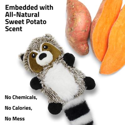 Show full view: Playology Sweet Potato Scented Racoon Plush Squeaky Dog Toy slide 4 of 8
