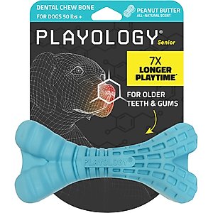 Playology Peanut Butter Scented Dental Bone Dog Toy, Jumbo