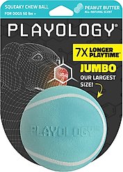 Playology Peanut Butter Scented Squeaky Chew Ball Dog Toy, Jumbo