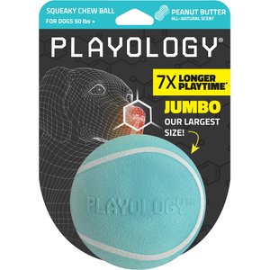Playology Peanut Butter Scented Squeaky Chew Ball Dog Toy, Jumbo