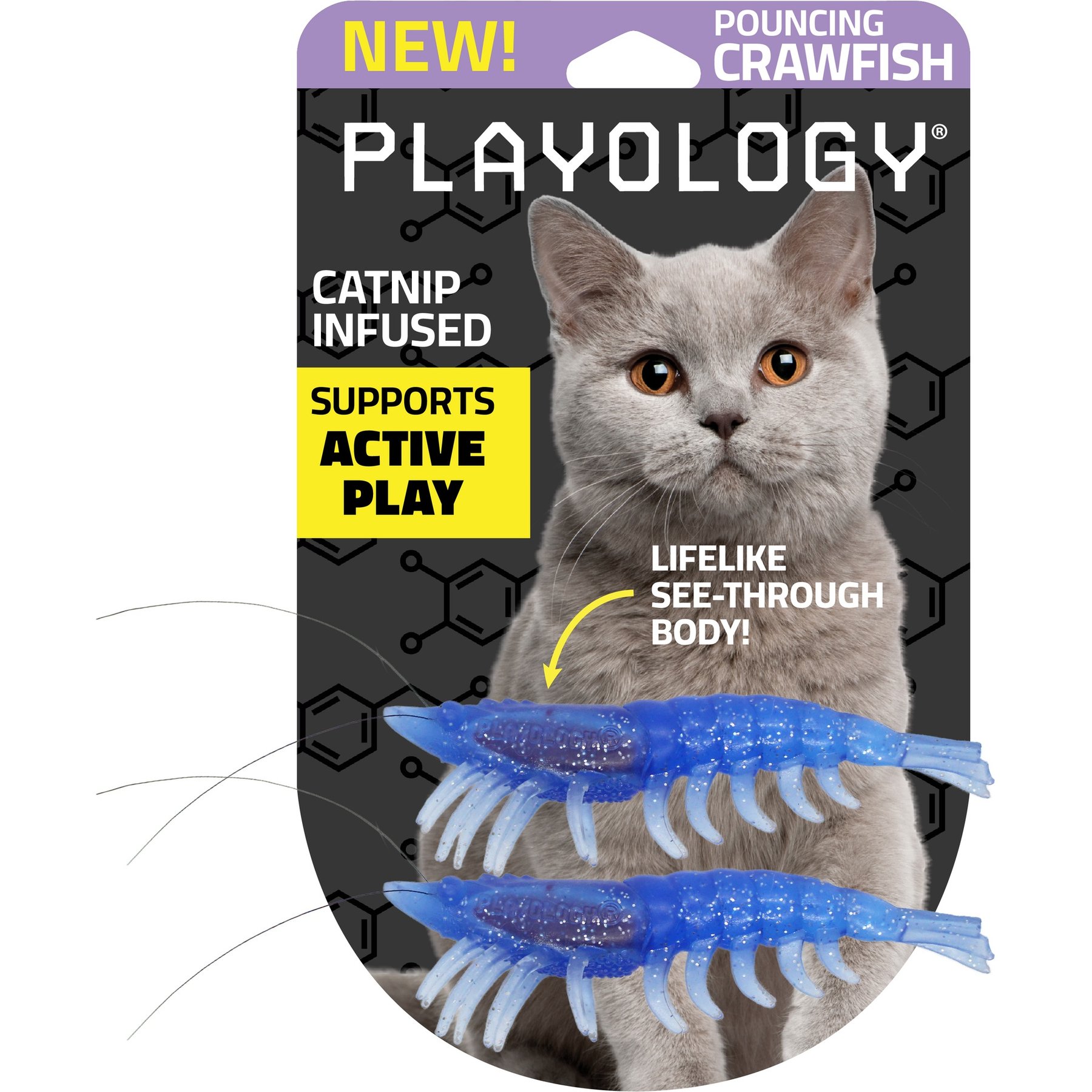 Playology Crawfish Cat Toy with Catnip, 2 count, bundle of 2