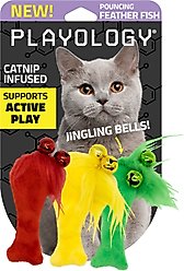 Playology Felt Fish Cat Toy with Catnip, 3 count