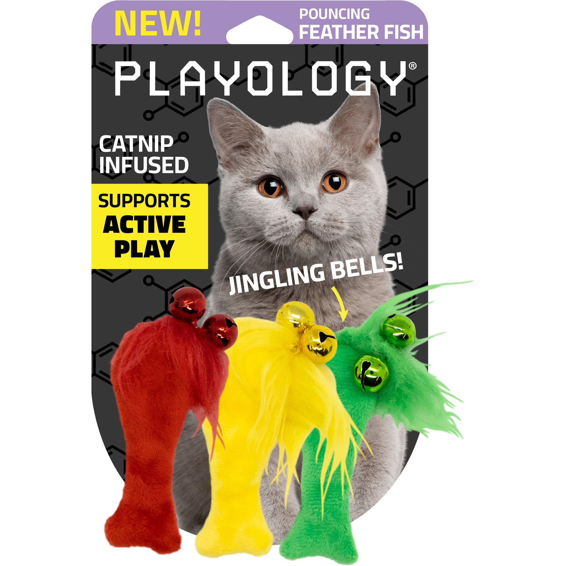 Playology Felt Fish Cat Toy with Catnip, 3 count