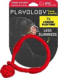 Playology Beef Scented Young & Active Tough Tug Knot Dog Toy, Medium