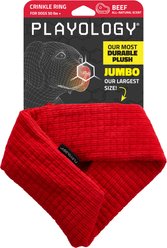 Playology Beef Scented Crinkle Ring Plush Dog Toy, Jumbo