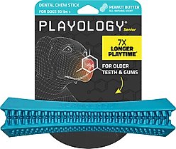 Playology Peanut Butter Scented Dental Chew Stick Dog Toy, Jumbo