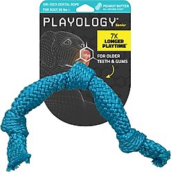 Playology Peanut Butter Scented Dri-Tech Dental Rope Dog Toy, Jumbo