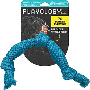 Playology Peanut Butter Scented Dri-Tech Dental Rope Dog Toy, Jumbo