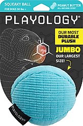 Playology Peanut Butter Scented Squeaky Ball Plush Dog Toy, Jumbo